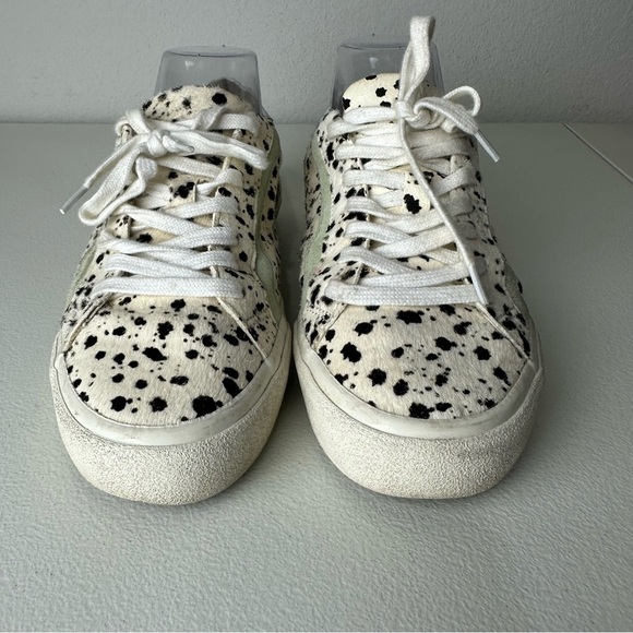 Madewell White Black Splatter Painted Calf Hair Sidewalk Low Top Sneakers 8.5 - Picture 2 of 8